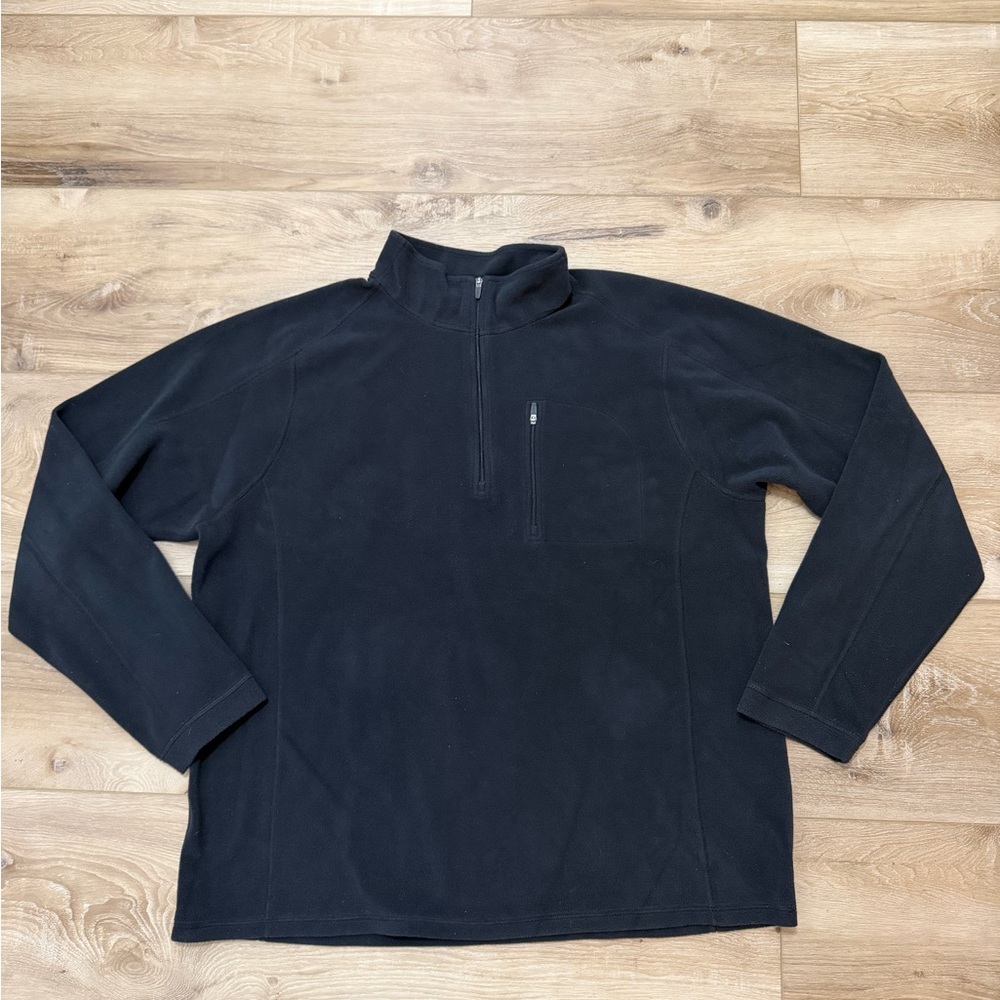 L.L.Bean Men's XL Black Fleece 1/4 Zip Pullover Traditional Fit Polyester